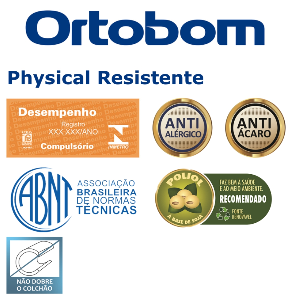 Colchão Solteiro Ortobom Physical Resistente 78x188x12cm