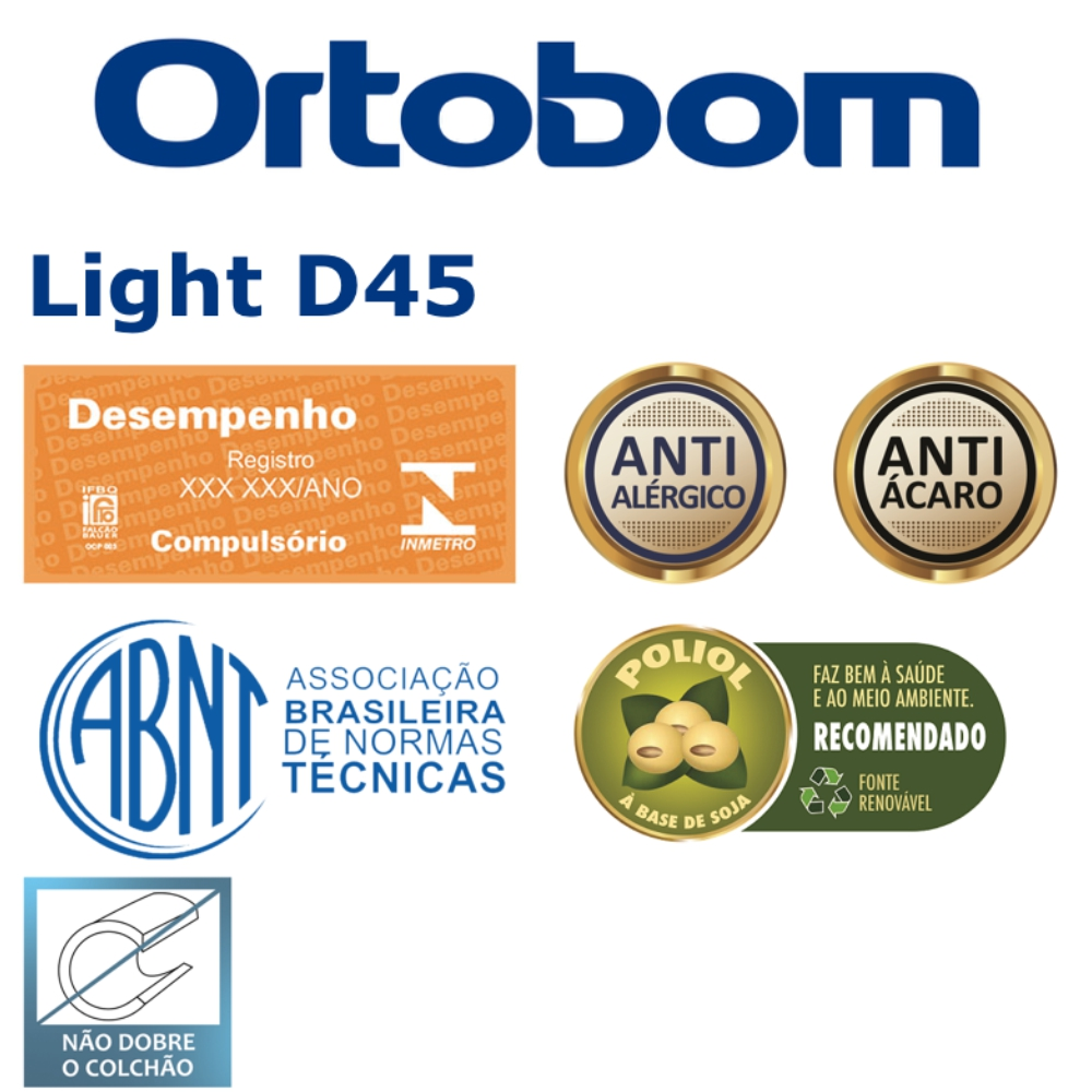 Colchão Solteiro Ortobom Light D45 Ortopillow 88x188x17cm
