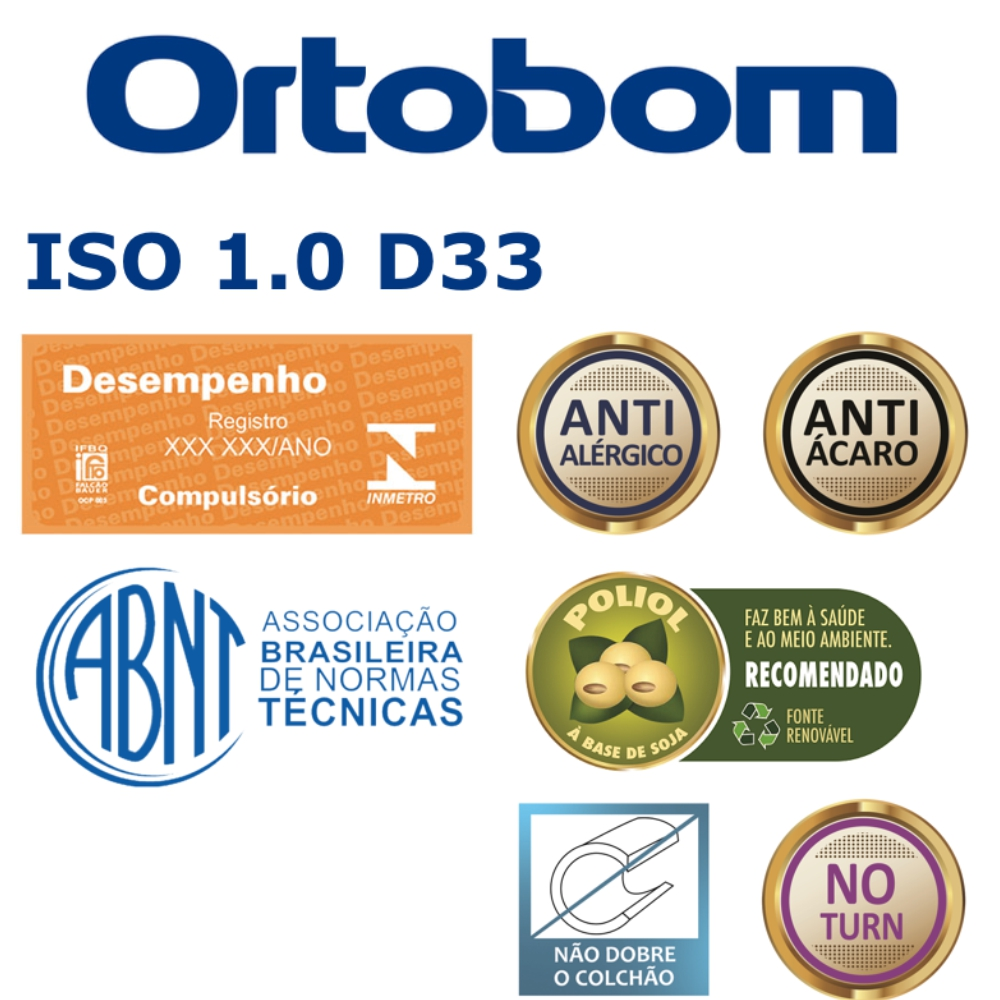 Colchão Solteiro Ortobom Misto D-33 ISO100 78x188x18cm