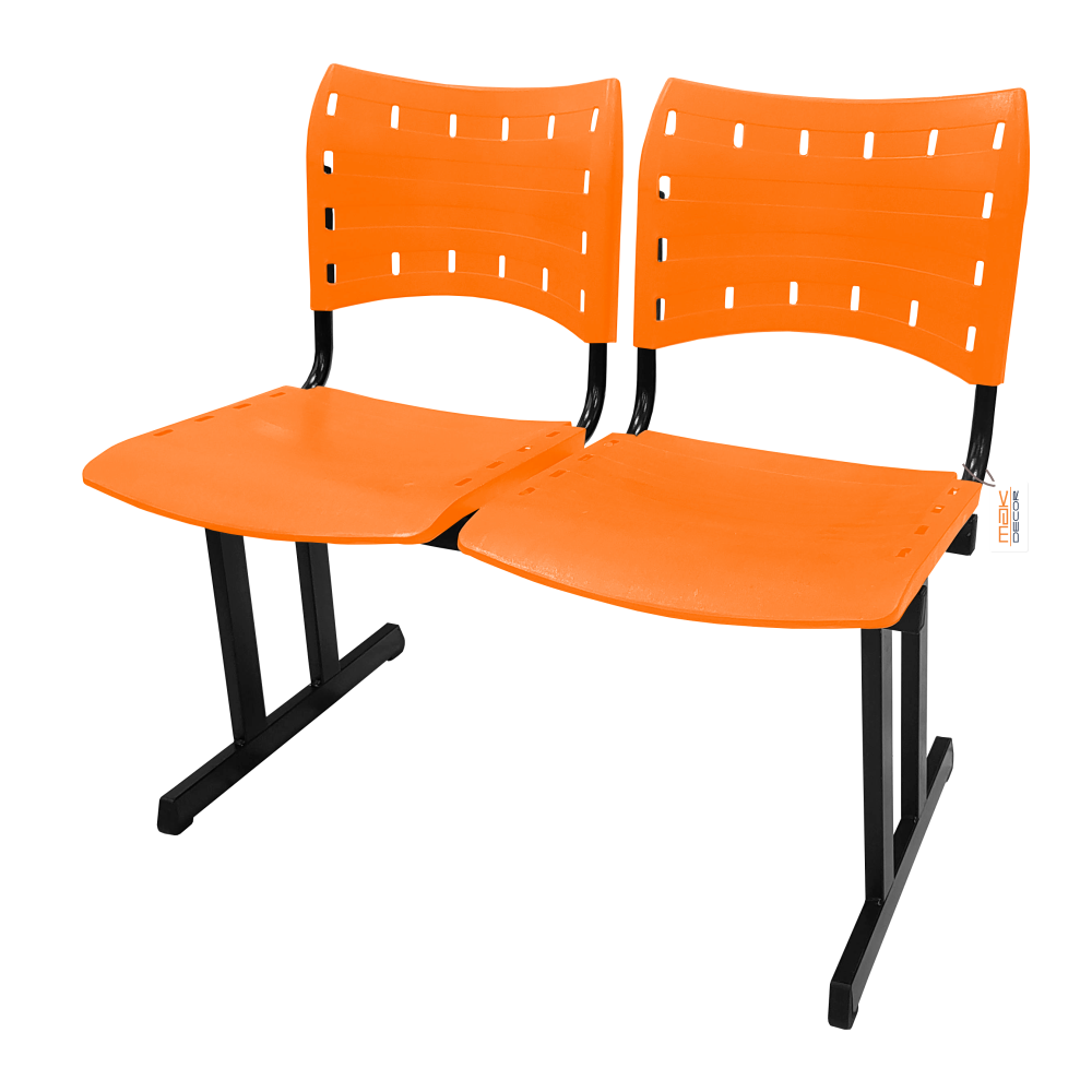 Cadeira Fixa ISO Polipropileno 2 Lugares Colorida