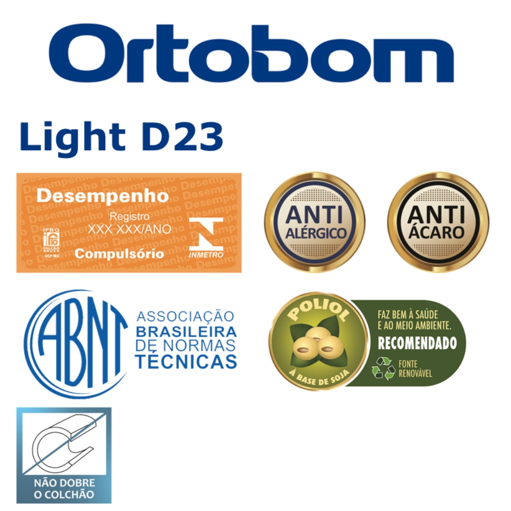 Colchão Solteiro Ortobom Light D23 Liso 88x188x12cm