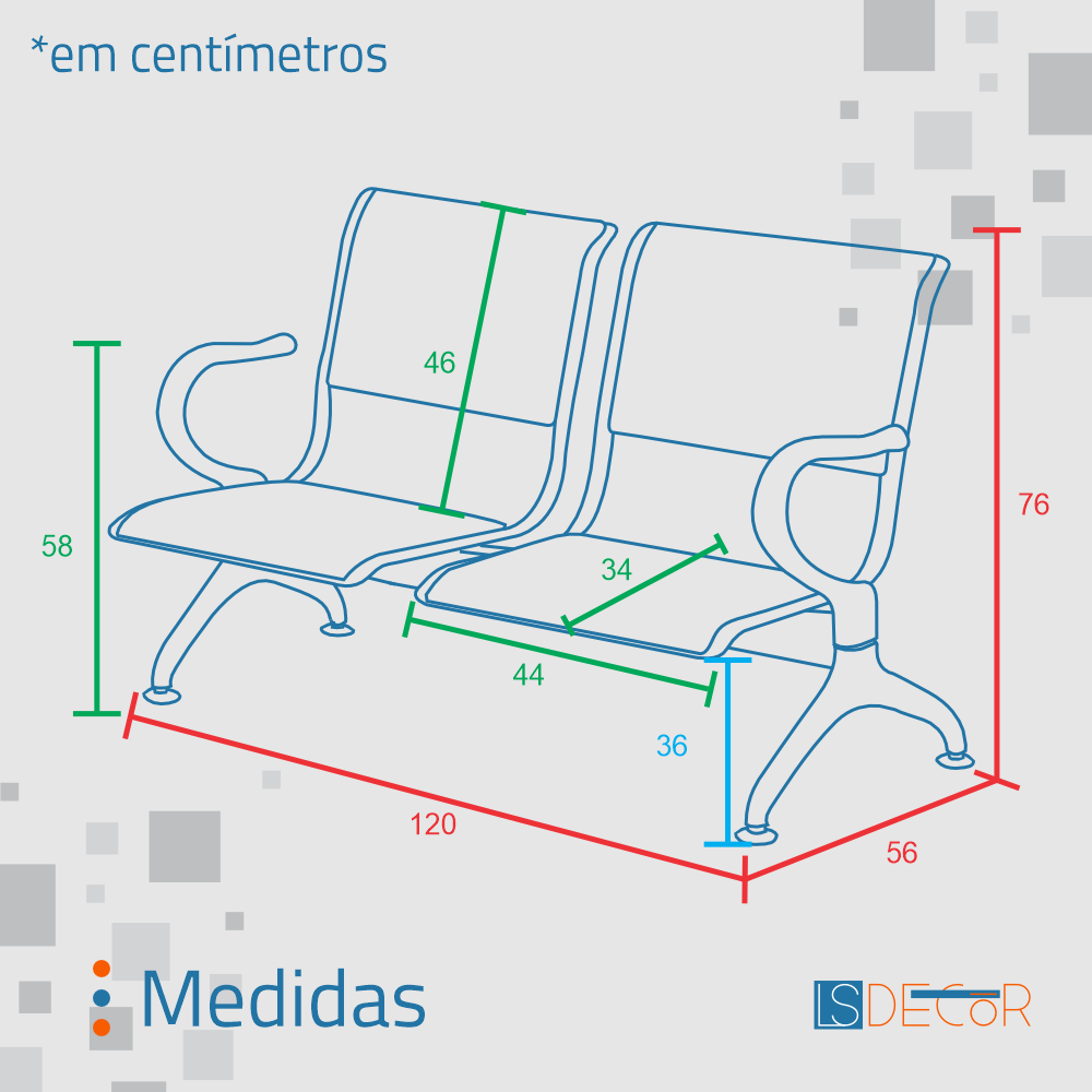 Cadeira Longarina Cromada 2 Lugares Com Estofado Preto