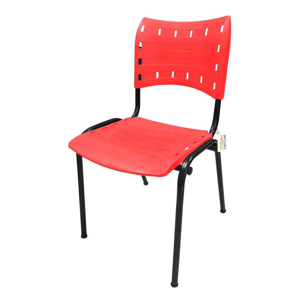 Kit com 10 Cadeiras Fixa ISO Polipropileno Empilhável - Vermelho