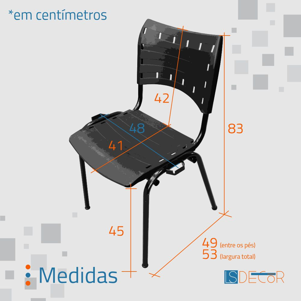 Cadeira Empilhável Encaixe Longarina Preta