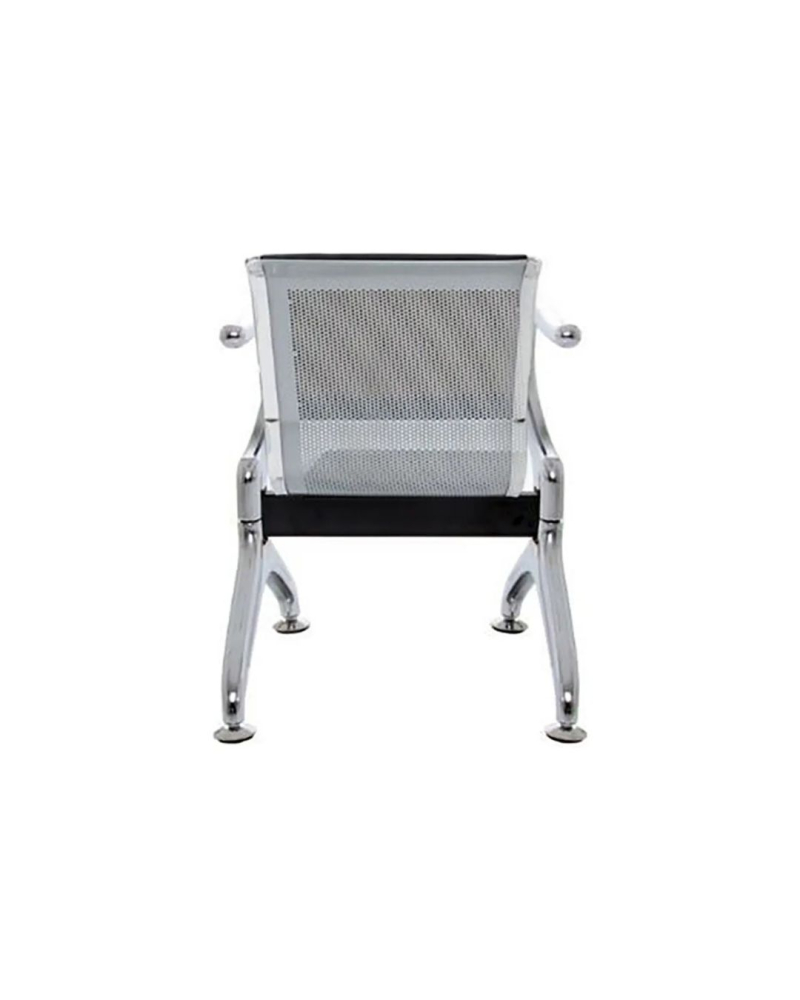 Cadeira Longarina Cromada 1 Lugar Com Estofado Preto