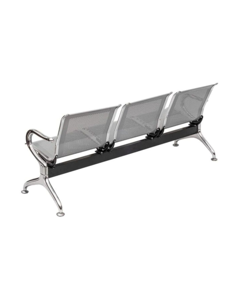 Cadeira Longarina  Cromada 3 Lugares