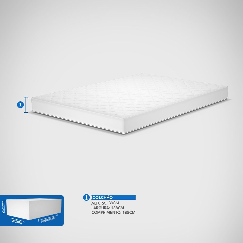 Colchão Casal Probel D33 Liso 30cmx188cmx138cm Guarda