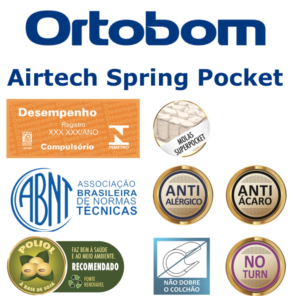 Colchão Solteiro Ortobom Airtech Spring Pocket 88x188x30cm