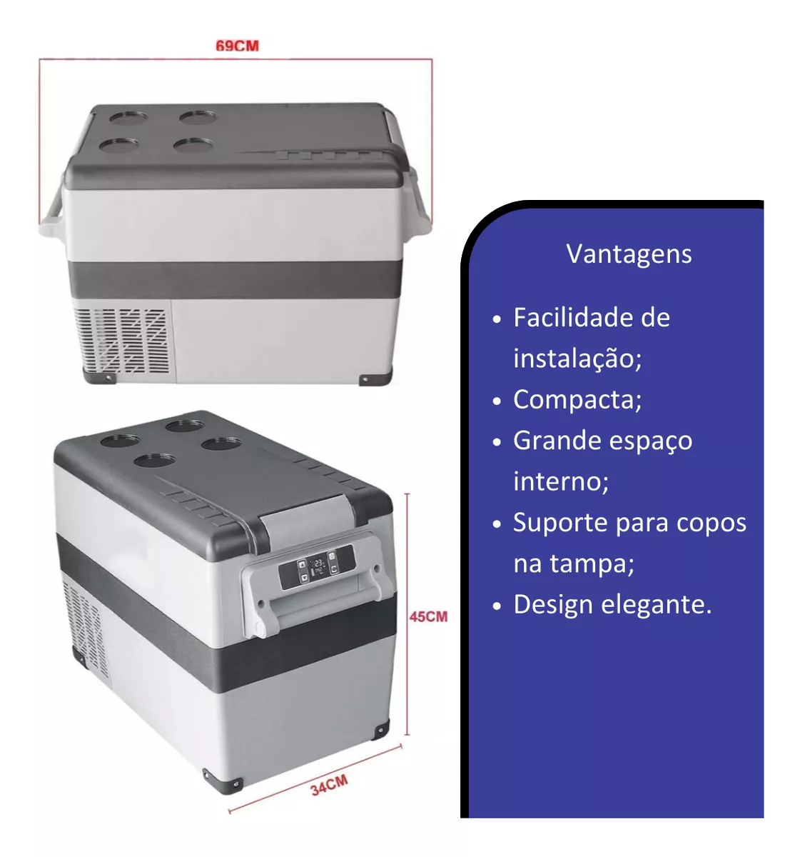 Geladeira Portátil 45L 12V-24V / 100-240V